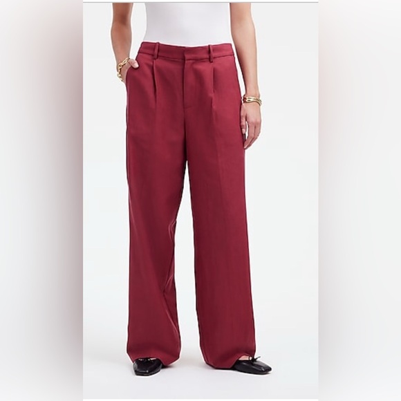 NWT  Madewell Slouchy Straight Pants in Drapey Twill Size 8 Claret - Picture 1 of 3